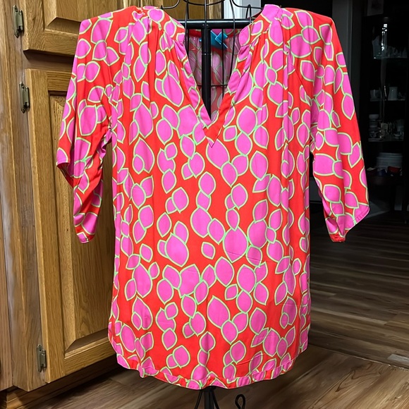 Escapada Orange, Hot Pink, & Lime Patterned Top - Picture 1 of 9
